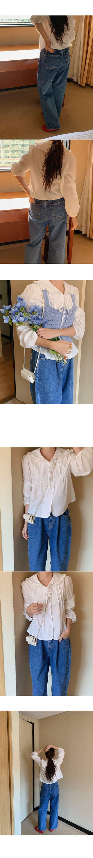 Wide denim pants