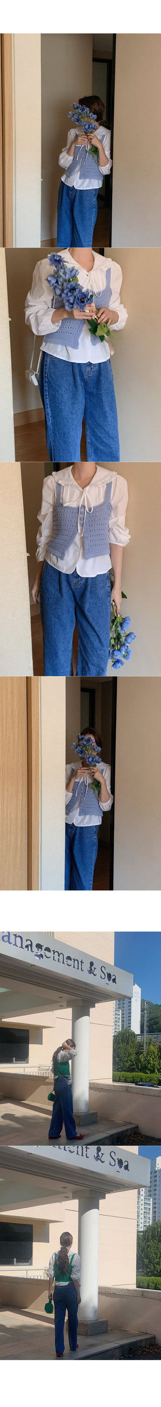 Wide denim pants