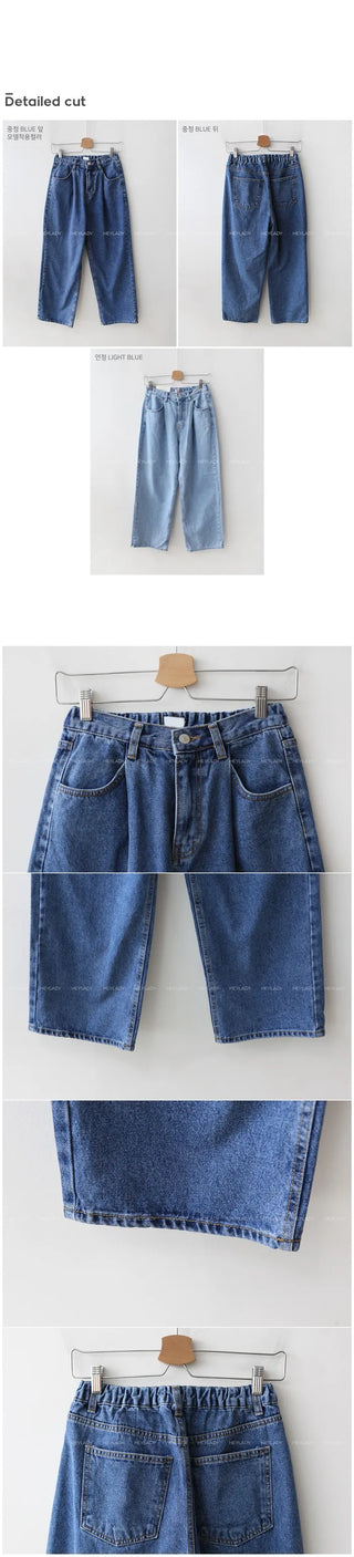 Wide denim pants