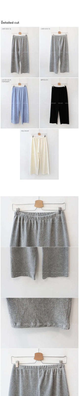 Velour elastic waist pants