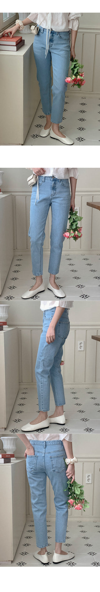 Straight denim pants