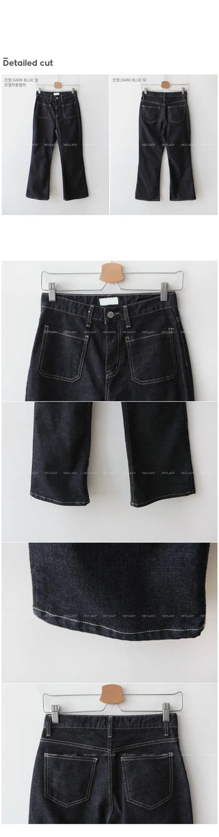 Raw denim bootcut denim pants
