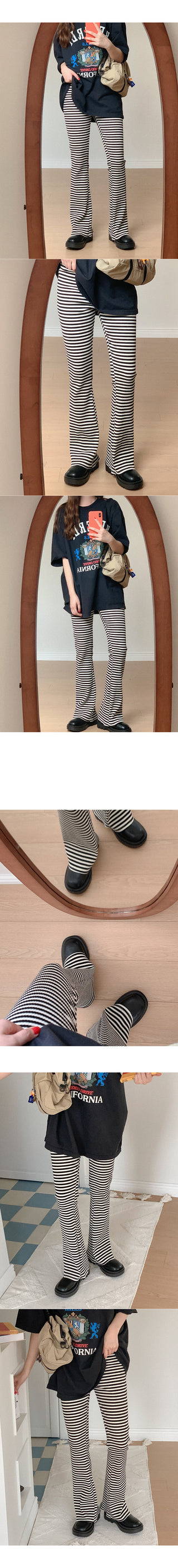 Slim-fit striped banding pants