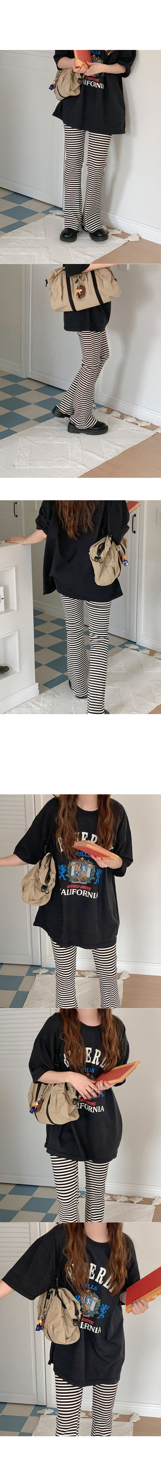 Slim-fit striped banding pants