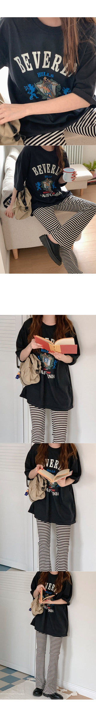 Slim-fit striped banding pants