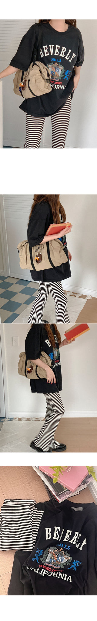 Slim-fit striped banding pants