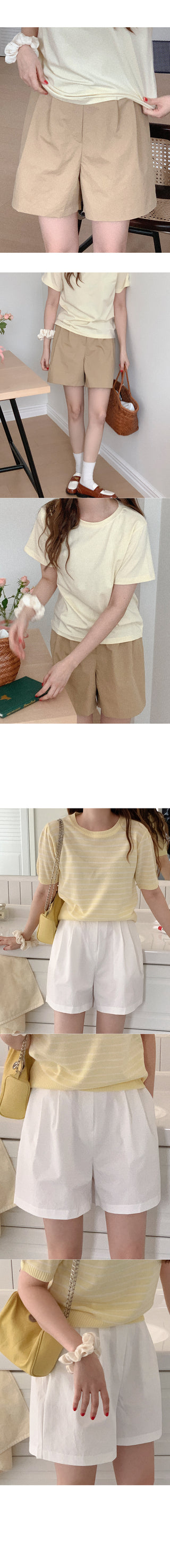 High-waisted pintuck shorts