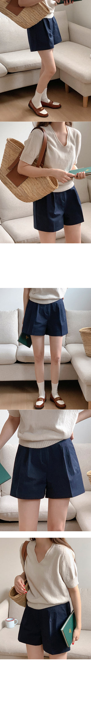 Pintuck Banding Half Pants
