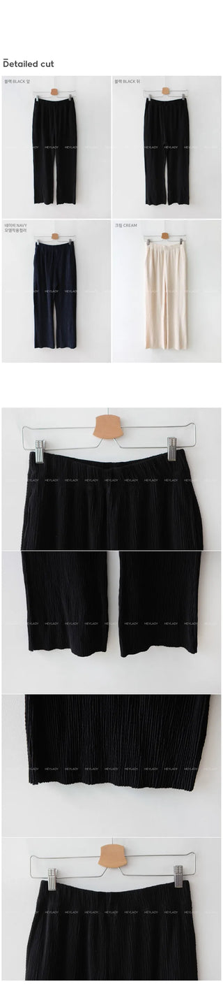 Pleated skirt, elastic waist pants
