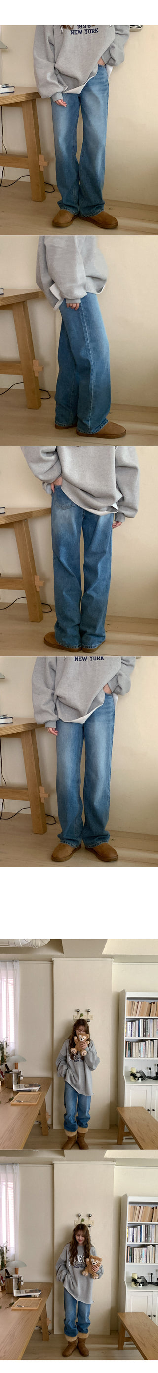 Fleece-lined denim pants