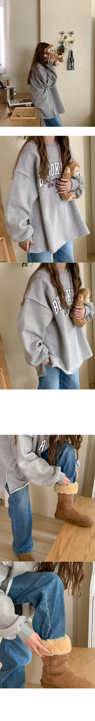 Fleece-lined denim pants