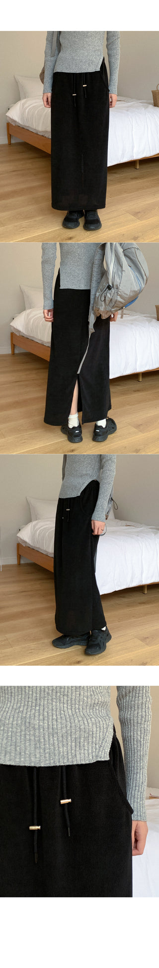 Corduroy elastic waist skirt