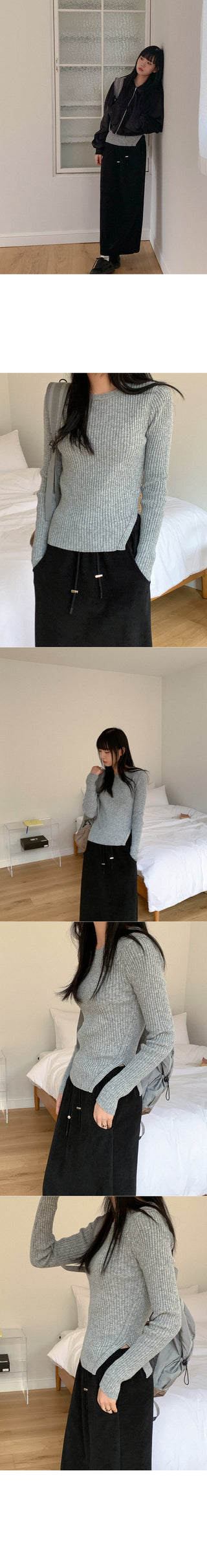 Corduroy elastic waist skirt