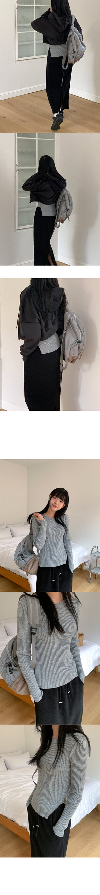 Corduroy elastic waist skirt