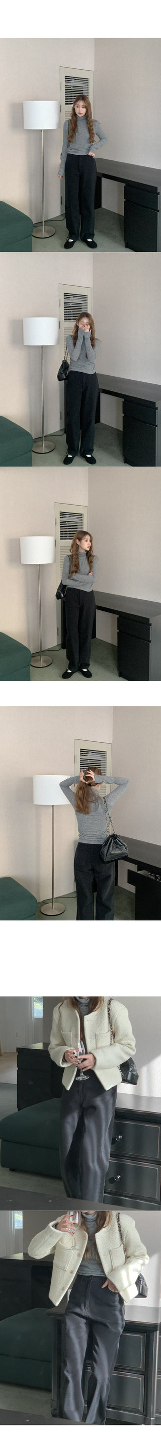 Fleece-lined wide cotton pants