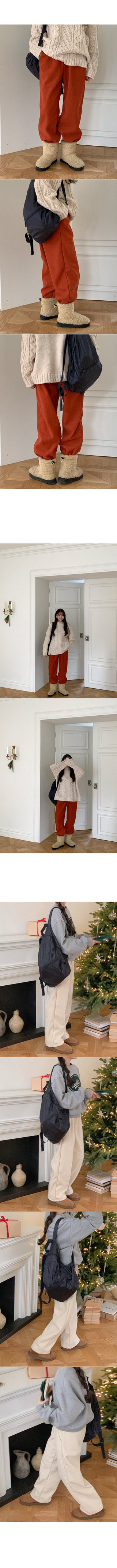 [Fleece-lined] Corduroy Elastic Waist Pants