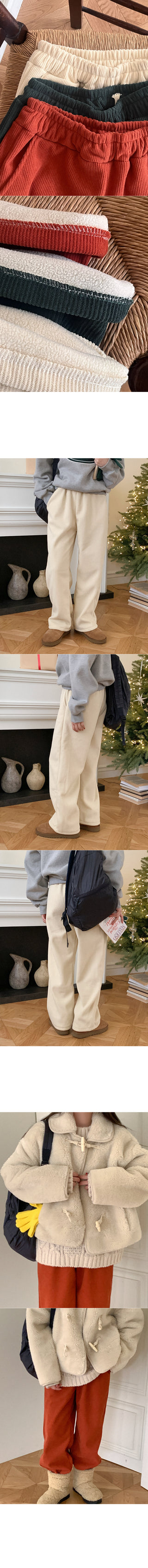 [Fleece-lined] Corduroy Elastic Waist Pants
