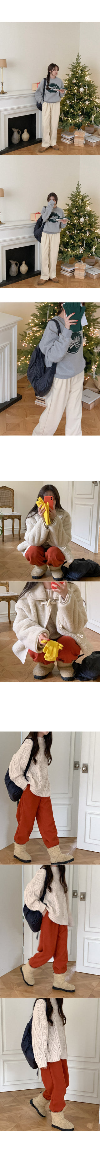 [Fleece-lined] Corduroy Elastic Waist Pants