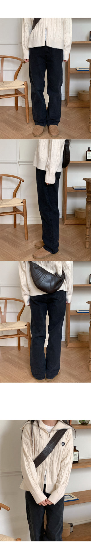 [Fleece-lined] Elastic Wide Denim Pants