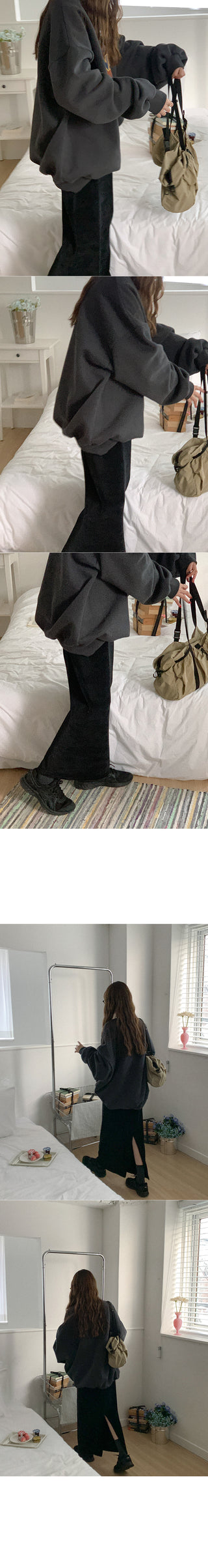 Velour Ribbed Long Skirt