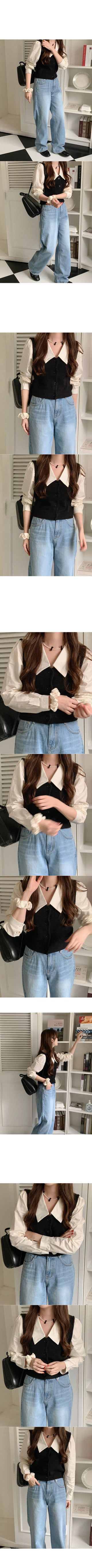 Cotton slit wide denim pants
