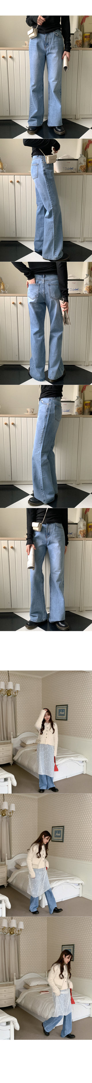 Washed bootcut denim pants