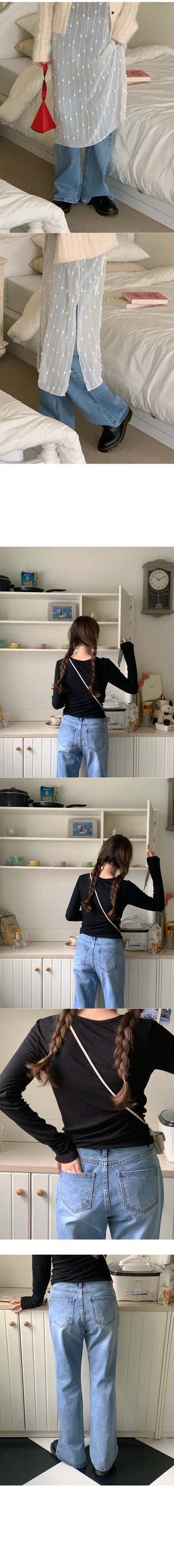 Washed bootcut denim pants