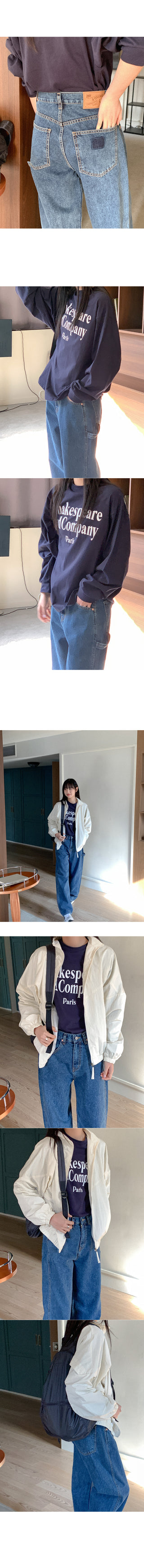 Wide cotton denim pants