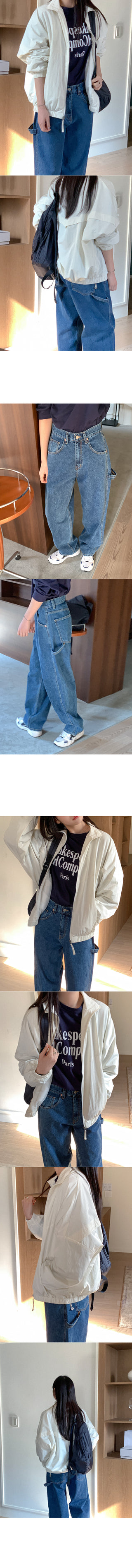 Wide cotton denim pants
