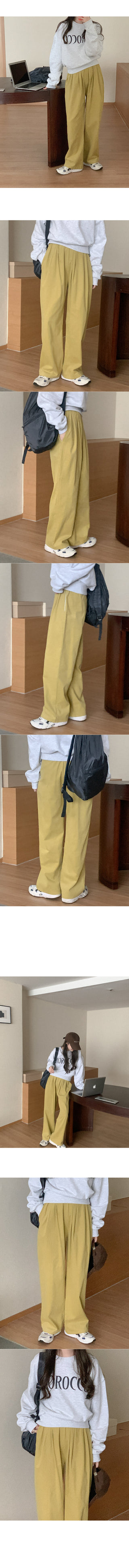 Cotton wide elastic waist pants