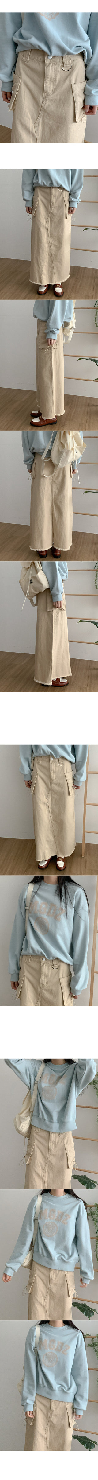 Cotton cargo long skirt