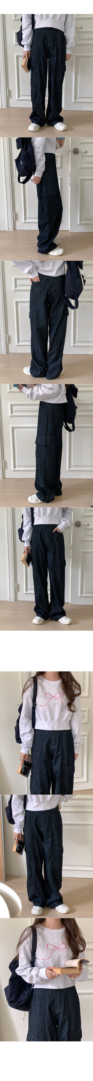 Raw denim cargo pants