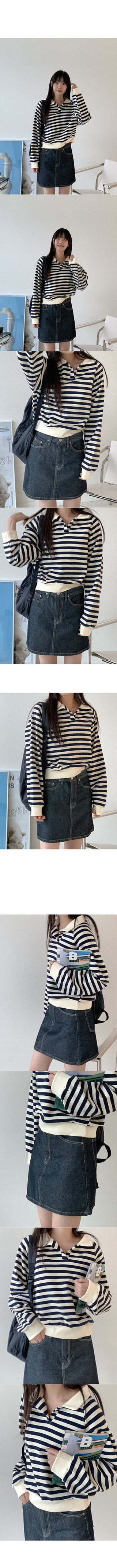 Low denim mini skirt