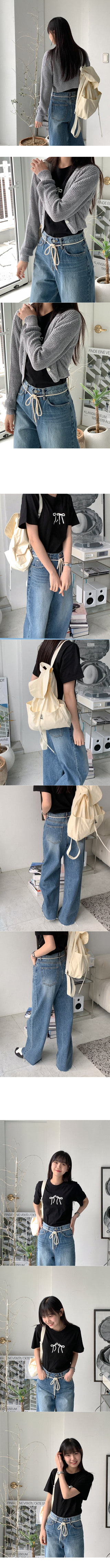 Wide string denim pants
