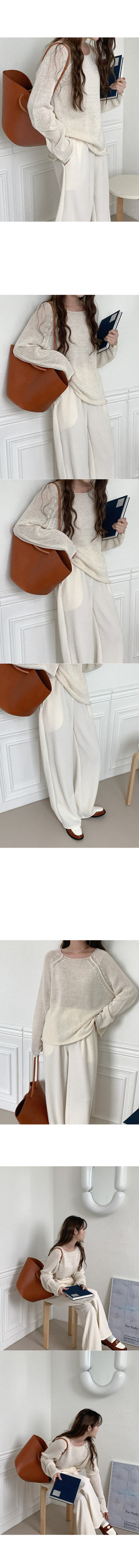 Ribbed wide-leg elastic waist pants