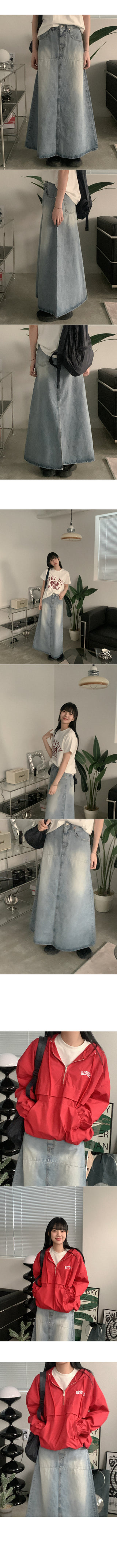 A-line denim long skirt