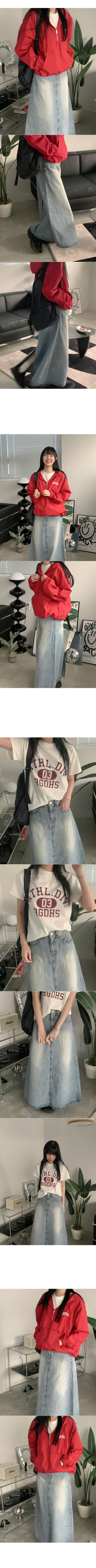 A-line denim long skirt