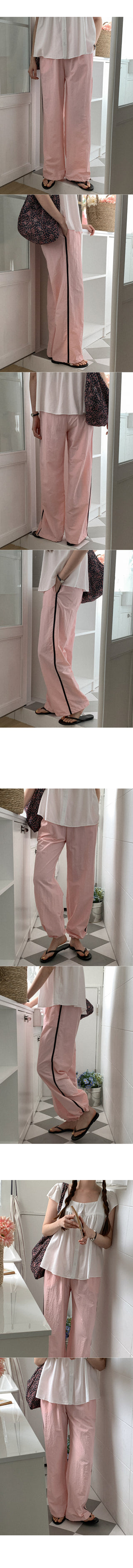 Nylon line elastic waist pants