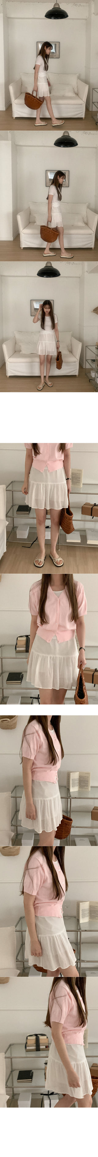 [Lined] Elastic waist tiered mini skirt