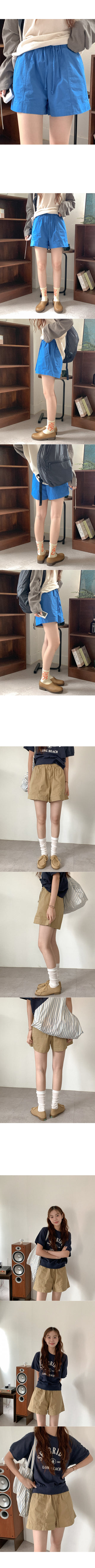 Cotton elastic waist shorts