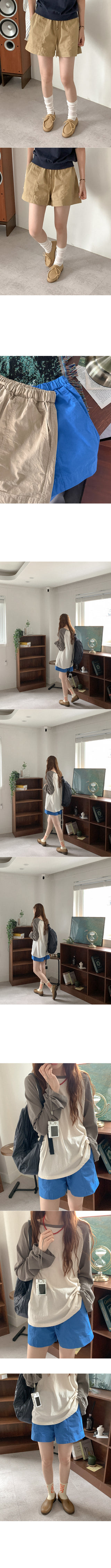 Cotton elastic waist shorts