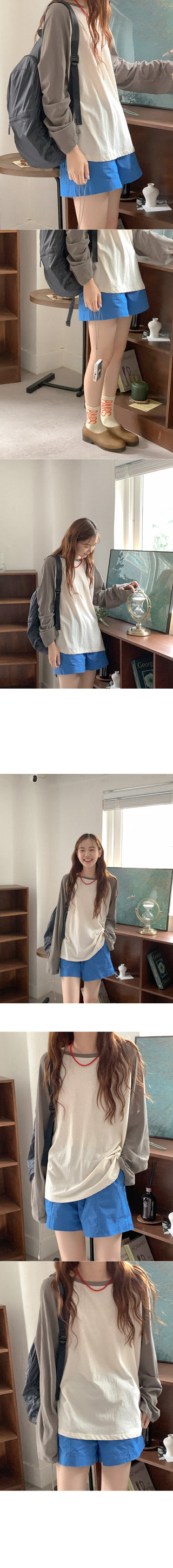 Cotton elastic waist shorts