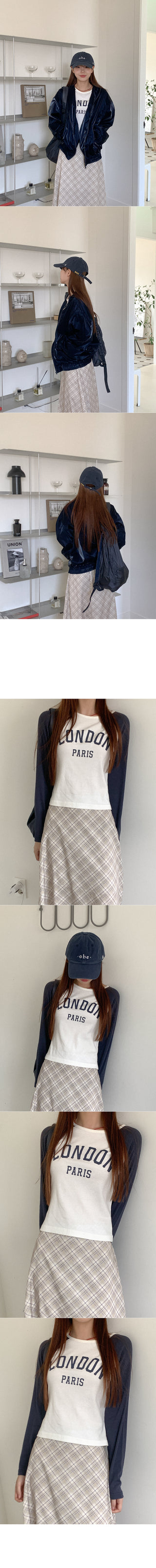 Checked chiffon long skirt