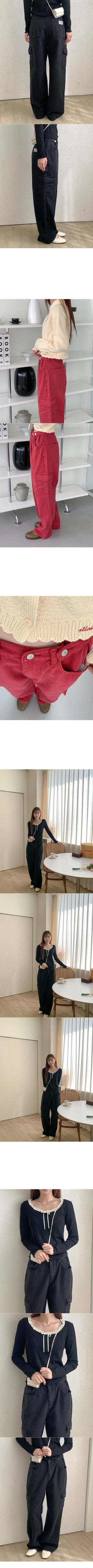 Cotton side buckle cargo pants