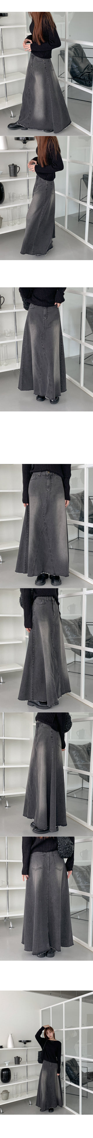 Long denim skirt