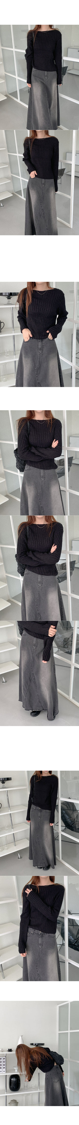 Long denim skirt