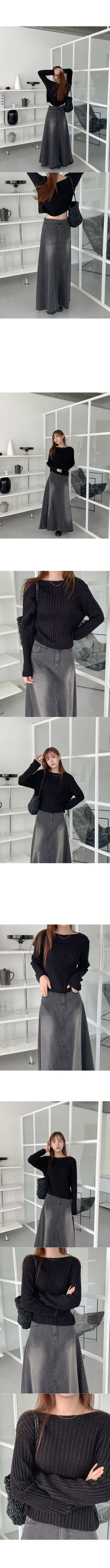 Long denim skirt