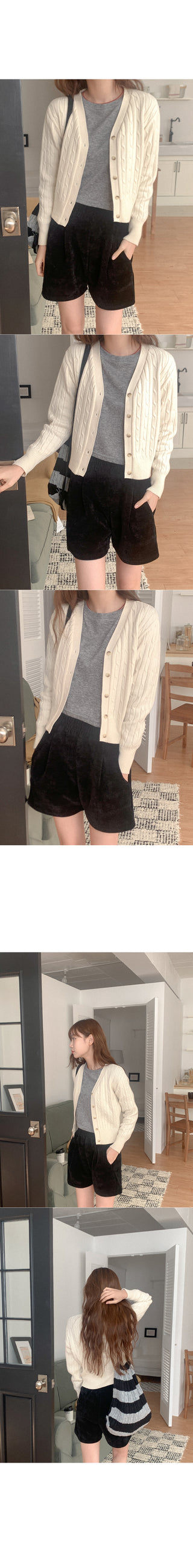 Velour elastic waist shorts