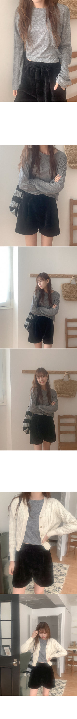 Velour elastic waist shorts