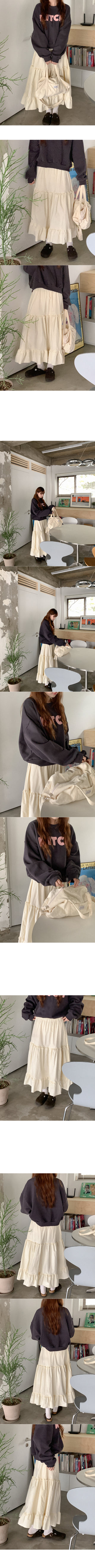 Corduroy tiered long skirt